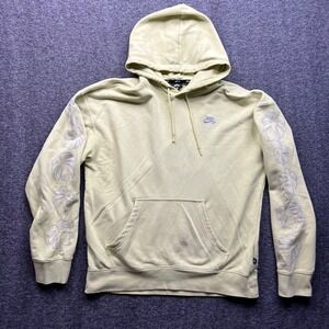 Nike SB Hoodie Mens Small Yellow Monstera Leaf Graphic Tropical Pullover Skate